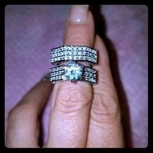 Sterling silver white sapphire ring set size 7